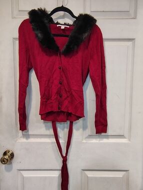 Merona Cardigan Red Button Up Sweater Size M